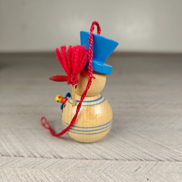Vintage Steinbach Germany Wooden Snowman Ornament With Broom and Bird - Picture 4 of 6